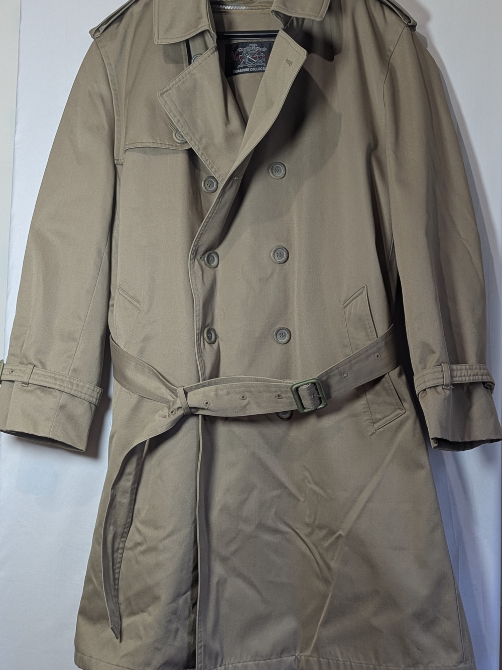 Oleg Cassini Signature Collection Men's Trench Coat | Size 44 Short (44S) | Tan/